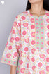 60’s Cotton Zipper Kaftan In Floral Block Print