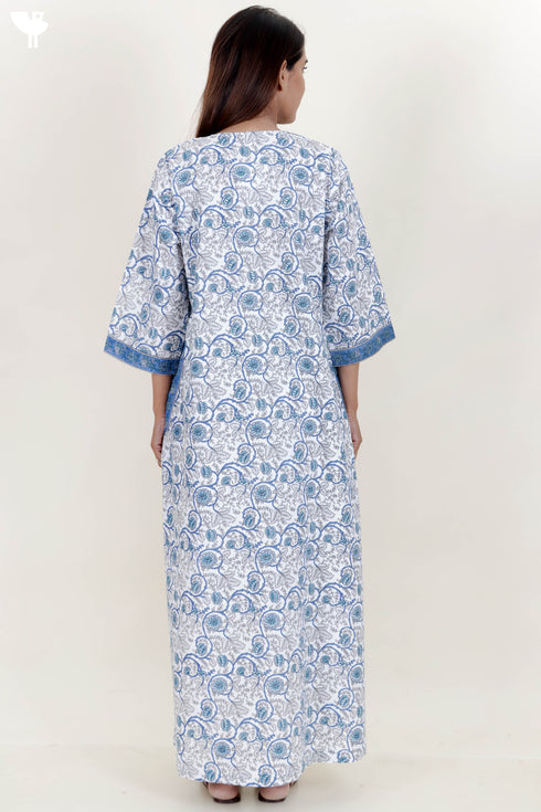 60’s Cotton Zipper Kaftan In Floral Print