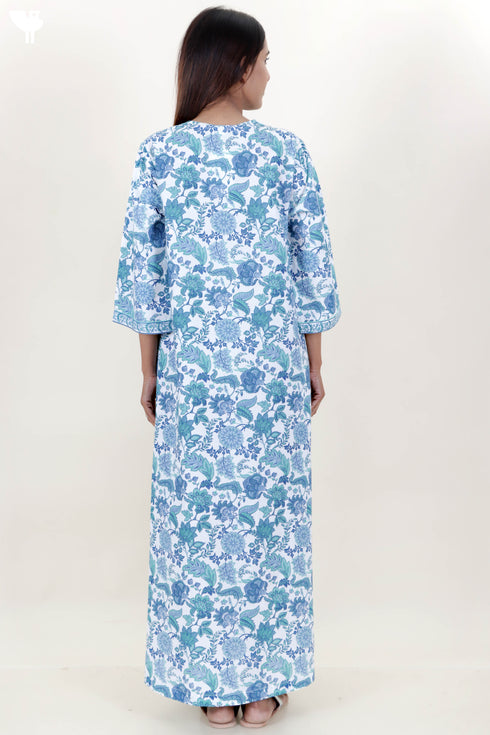 60’s Cotton Zipper Kaftan In Floral Print