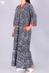 40’s Cotton V-Neck Full Sleeved Kaftan In Floral Print