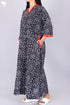 40’s Cotton V-Neck Full Sleeved Kaftan In Floral Print