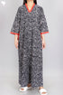 40’s Cotton V-Neck Full Sleeved Kaftan In Floral Print