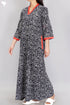 40’s Cotton V-Neck Full Sleeved Kaftan In Floral Print