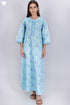 60’s Cotton Zipper Kaftan In Floral Block Print