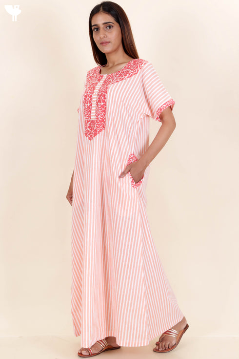 60’s Cotton Short Sleeve Kaftan In Graphic Block Print