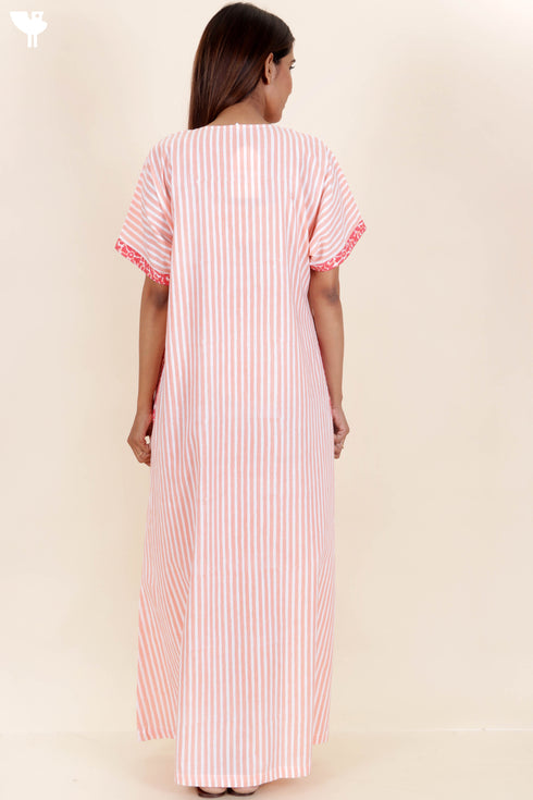 60’s Cotton Short Sleeve Kaftan In Graphic Block Print