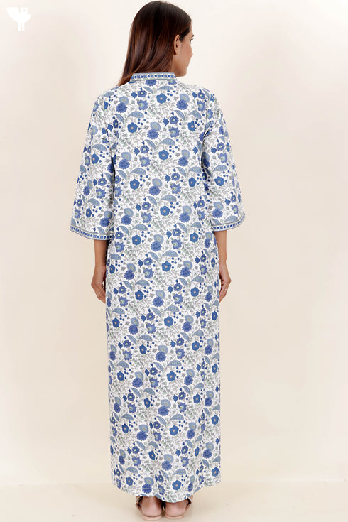 60’s Cotton Full Sleeved Kaftan In Floral Print