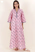 60’s Cotton Full Sleeved Kaftan In Floral Block Print