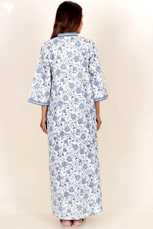 60’s Cotton Full Sleeved Kaftan In Floral Print