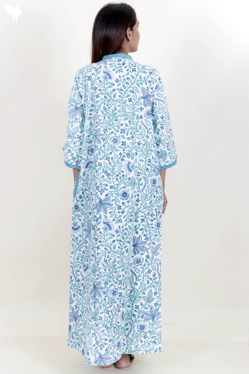 60’s Cotton Full Sleeved Kaftan In Floral Print