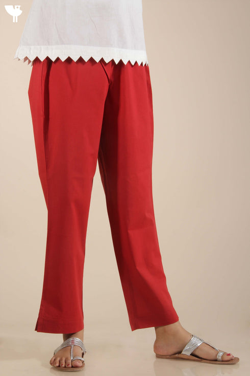 Cotton Cambric Kilol Capri Pant In Ruby Red
