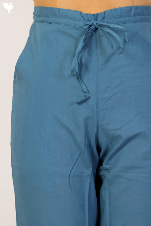 Cambric Cotton Pants In Indigo Blue