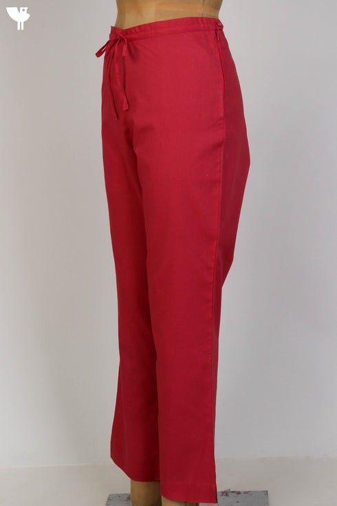 Cambric Cotton Pants In Cranberry Red