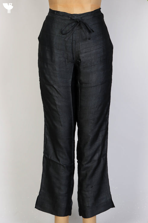 Tussar Silk Pant in Black