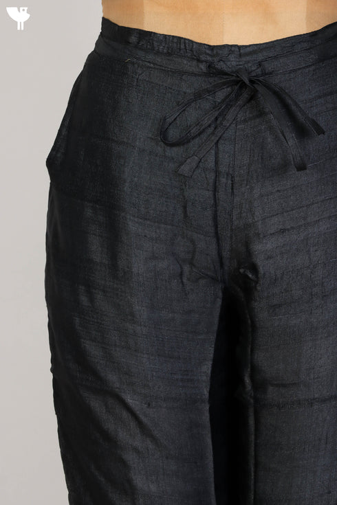 Tussar Silk Pant in Black