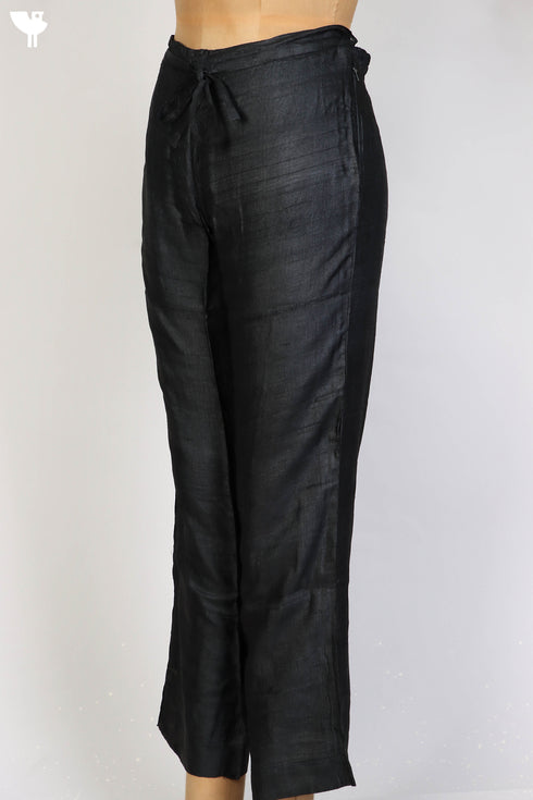 Tussar Silk Pant in Black