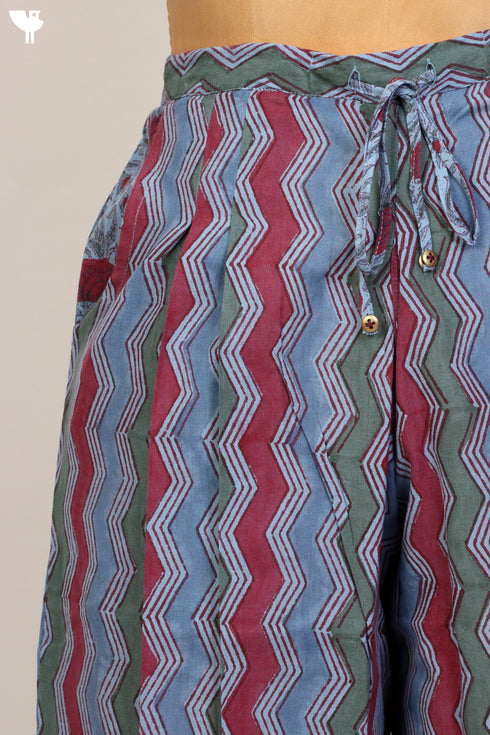 100% Khaadi Cotton Palazzo Pant With Graphic Block Print