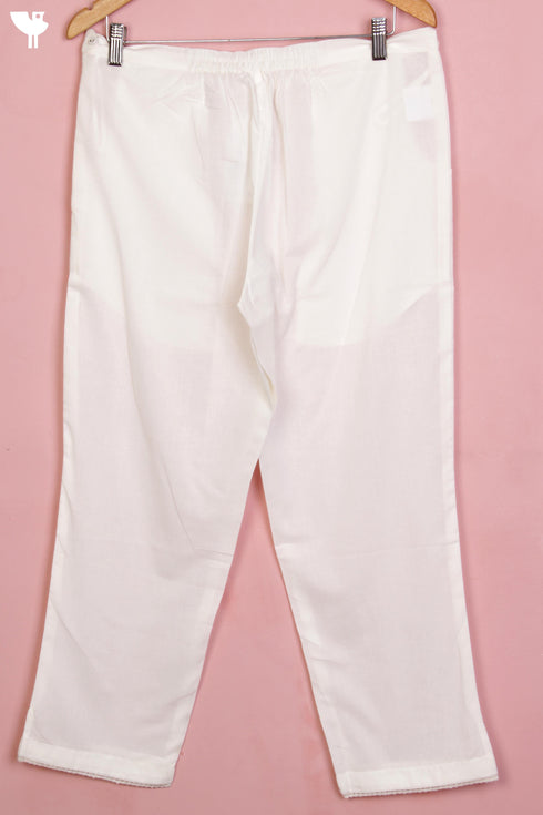 Cambric Cotton Pants With Lace Inserts