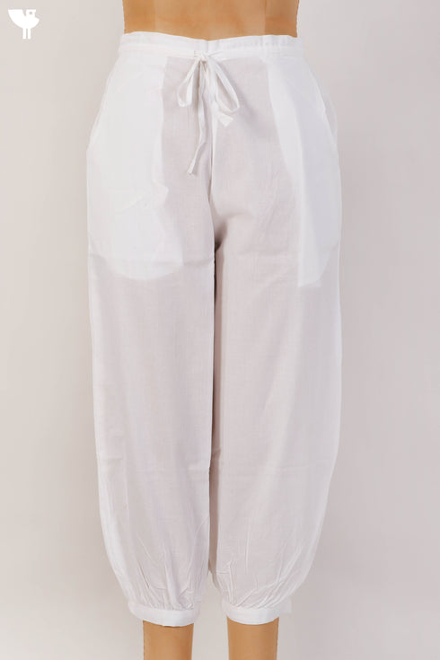 Cambric Cotton Cropped Pants With Elasticated Waistband