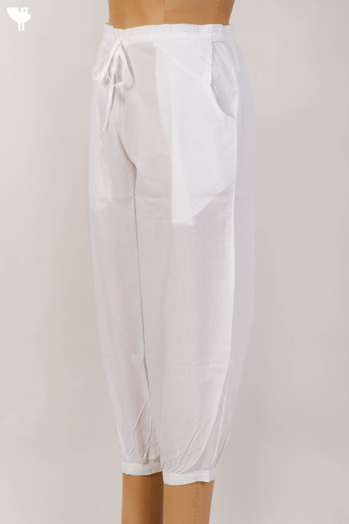 Cambric Cotton Cropped Pants With Elasticated Waistband