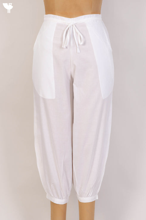Cambric Cotton Cropped Pants With Elasticated Waistband