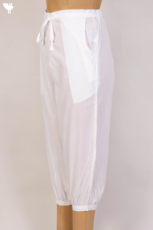 Cambric Cotton Cropped Pants With Elasticated Waistband