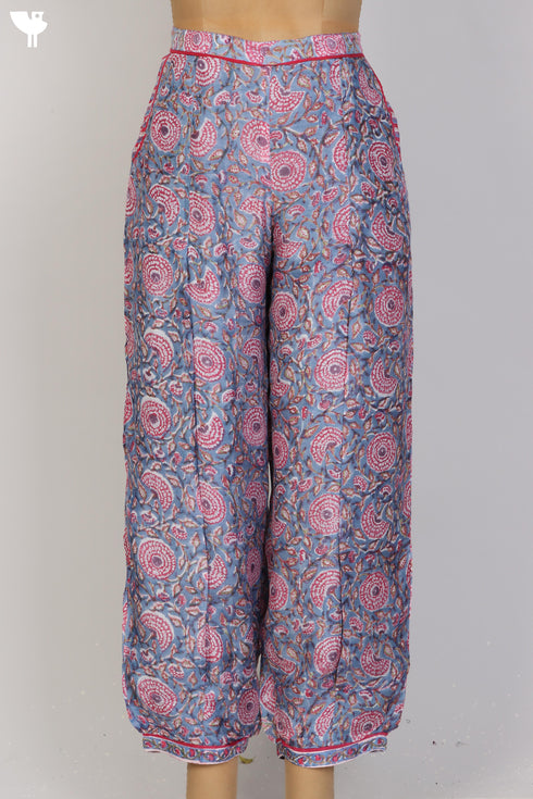 Modal Silk Pants In Floral Block Print