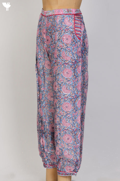 Modal Silk Pants In Floral Block Print
