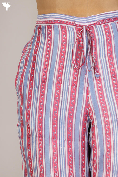 Modal Silk Pants In Striped Block Print