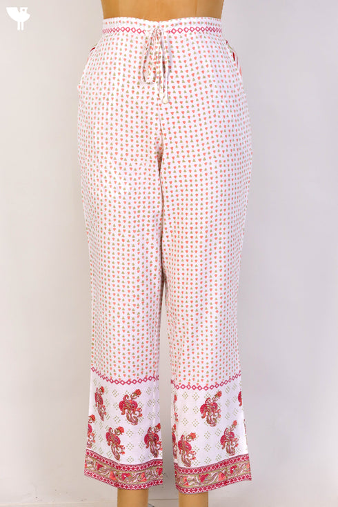 Cambric Cotton Block Printed Pants With Elasticated WaistBand