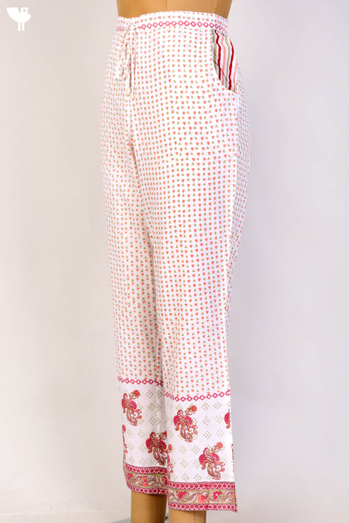 Cambric Cotton Block Printed Pants With Elasticated WaistBand