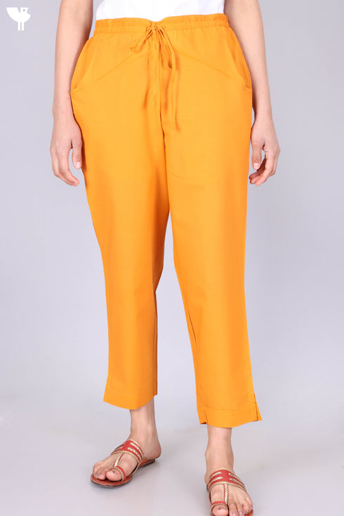Cambric Cotton Pants In Turmeric