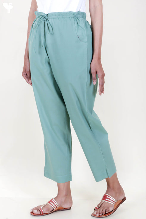 Cambric Cotton Pants In Green