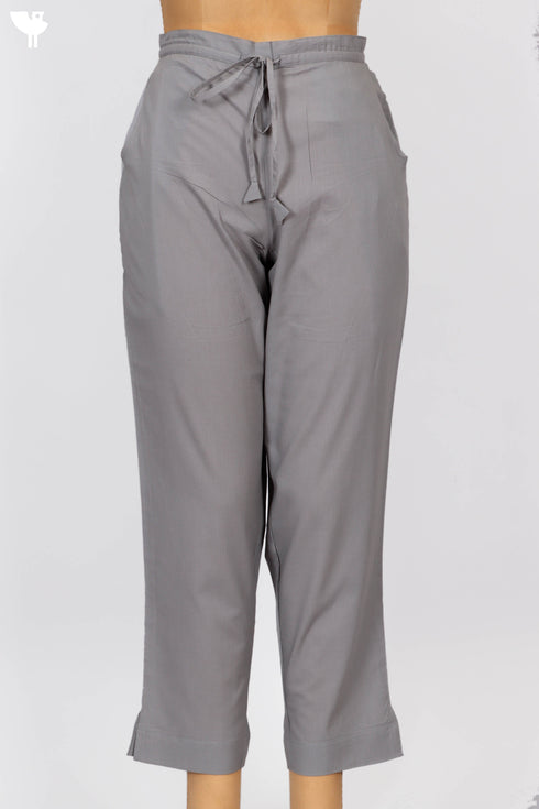 Cambric Cotton Pants In Stone Grey