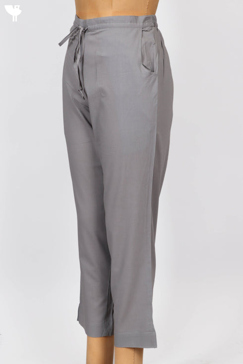 Cambric Cotton Pants In Stone Grey