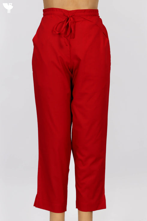 Cambric Cotton Pants In Scarlet Red