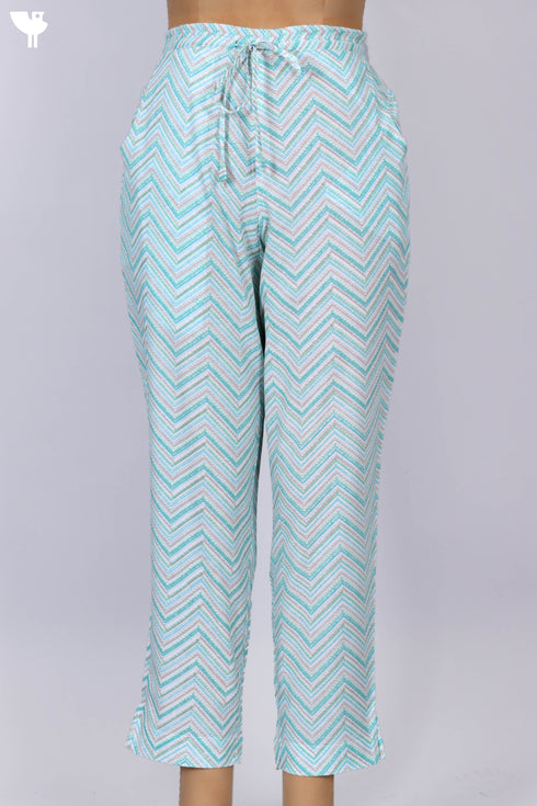 Cambric Cotton Cropped Printed Pant