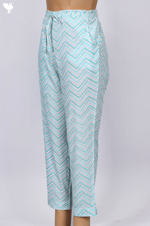 Cambric Cotton Cropped Printed Pant
