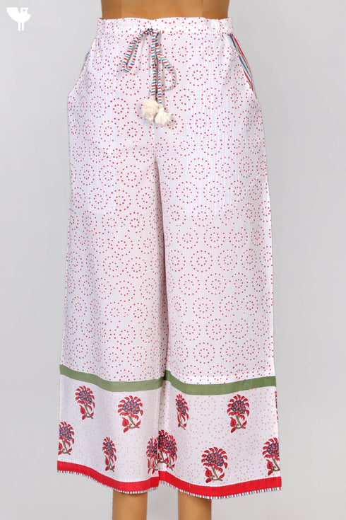 Cambric Cotton Block Printed Pants With Elasticated Waist Band