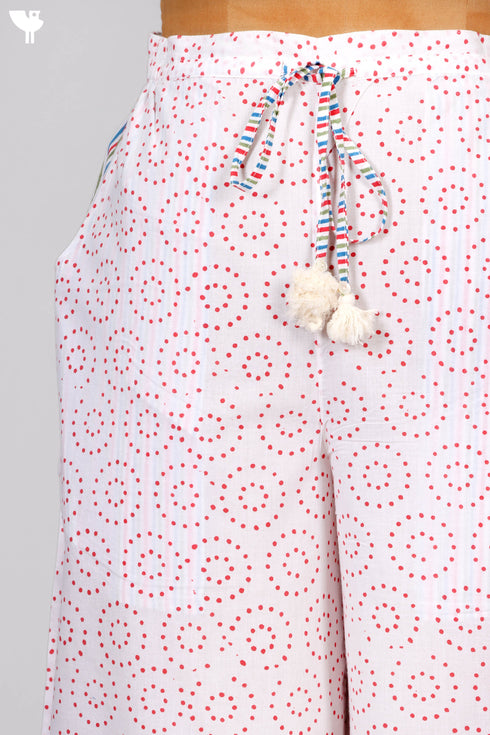 Cambric Cotton Block Printed Pants With Elasticated Waist Band