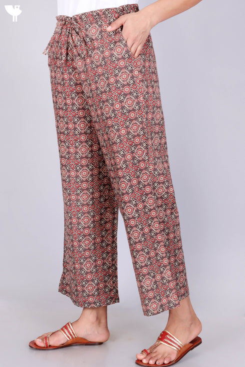 Cambric Cotton Printed Pants With Elasticated Waist Band