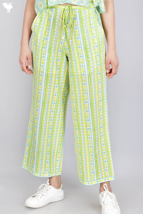 Cambric Cotton Printed Pants With Elasticated Waist Band