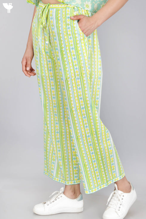 Cambric Cotton Printed Pants With Elasticated Waist Band