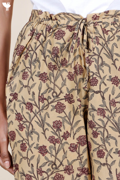 Cambric Cotton Palazzo Pants In Block Print