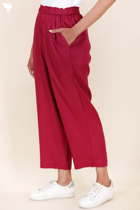 Rayon Slub Pant In Magenta