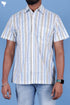 Regular Fit Cambric Cotton Men’s Half Sleeved Shirt In Graphic Block Print