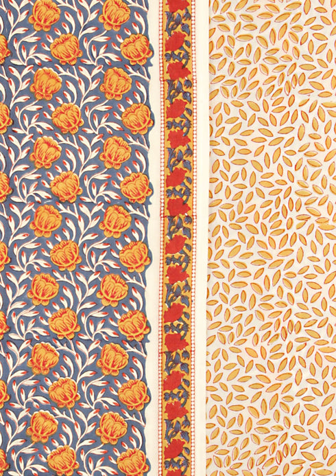 Bizzy Lizzy Dress Material With Chiffon Dupatta In Floral Block Print