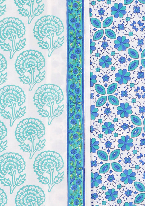 Bizzy Lizzy Dress Material With Chiffon Dupatta In Floral Block Print