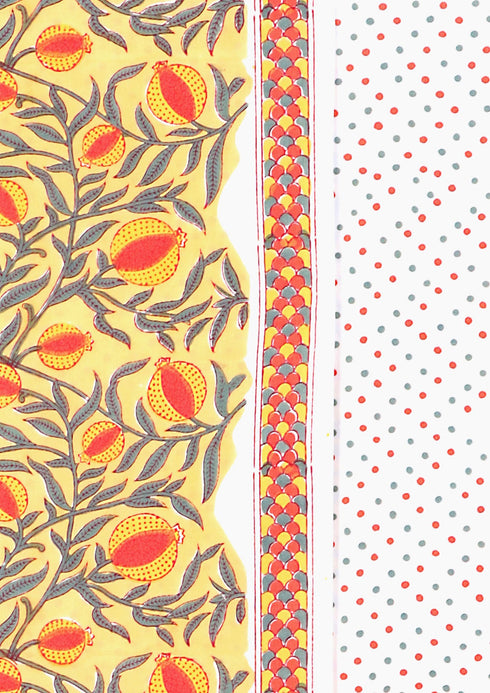 Bizzy Lizzy Dress Material With Kota Doria Dupatta in Pomegranate Block Print