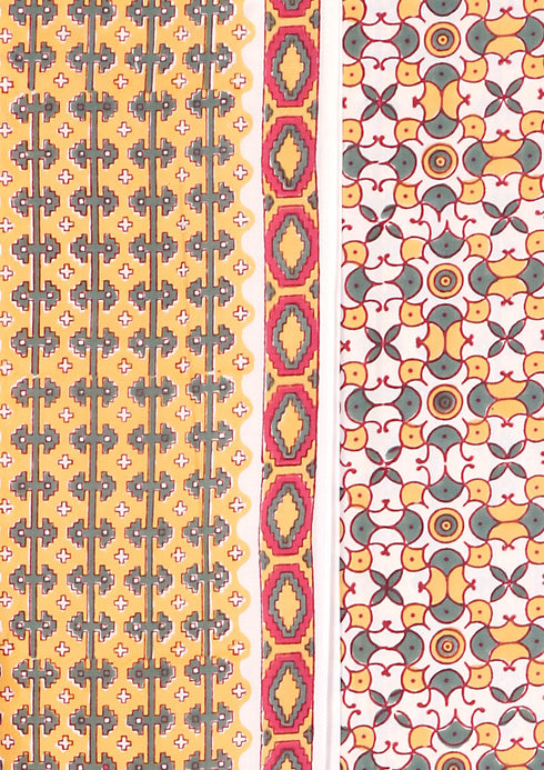 Bizzy Lizzy Dress Material With Kota Doria Dupatta in Geometric Block Print